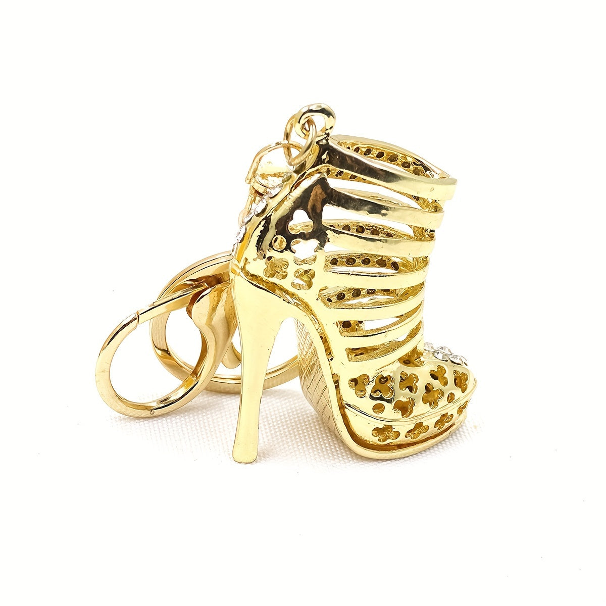 Chic Rhinestone High Heel Keychain - Alloy Metal, Lobster Clasp, Perfect for Bags & Car Decor, Ideal Valentine's Gift