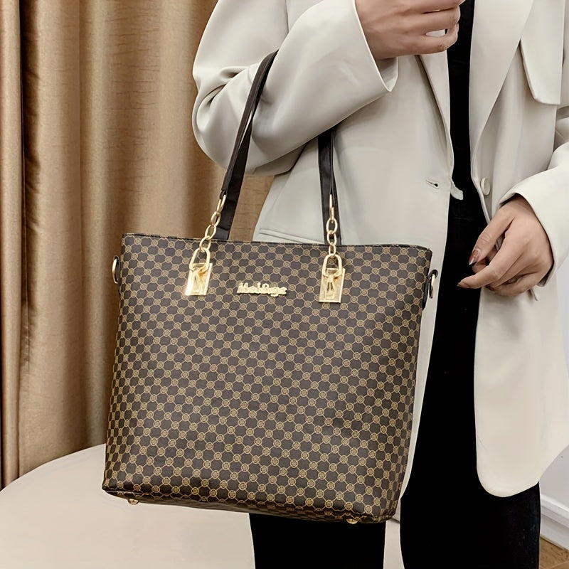 6PCS Luxury PU Leather Tote Bag Set - Stylish Clutch & Shoulder Bag - Perfect for Casual, Work & Versatile Wear - Durable & Roomy Commuter Bags - A Complete Wardrobe Accessory