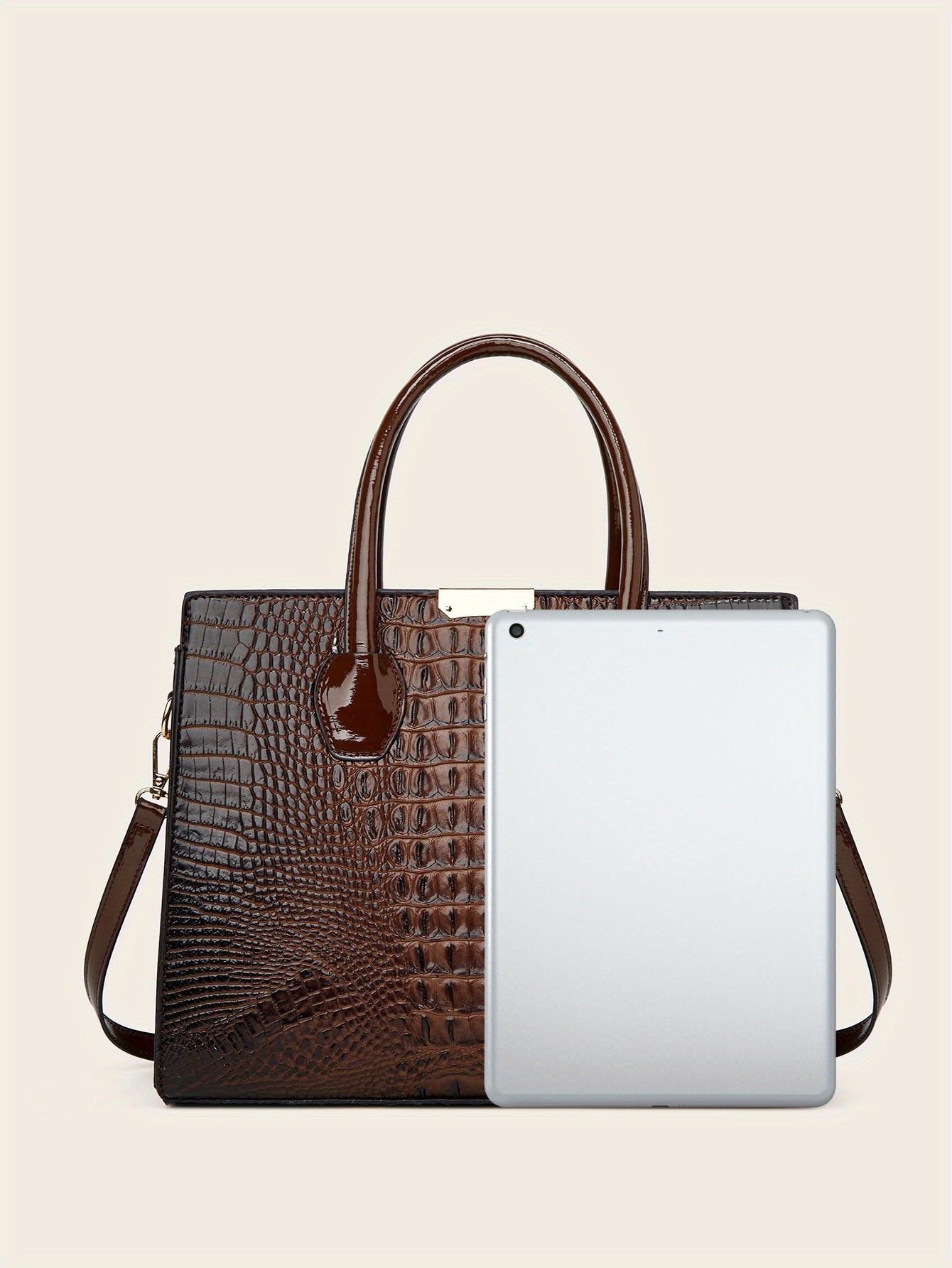 3pcs Stylish Tote Bag Set - Premium PU Leather Textured Shoulder Bags with Card Holder, Casual Versatile Commuter Bags for Women, Spacious and Durable, Perfect for Daily Use, Travel, and Work