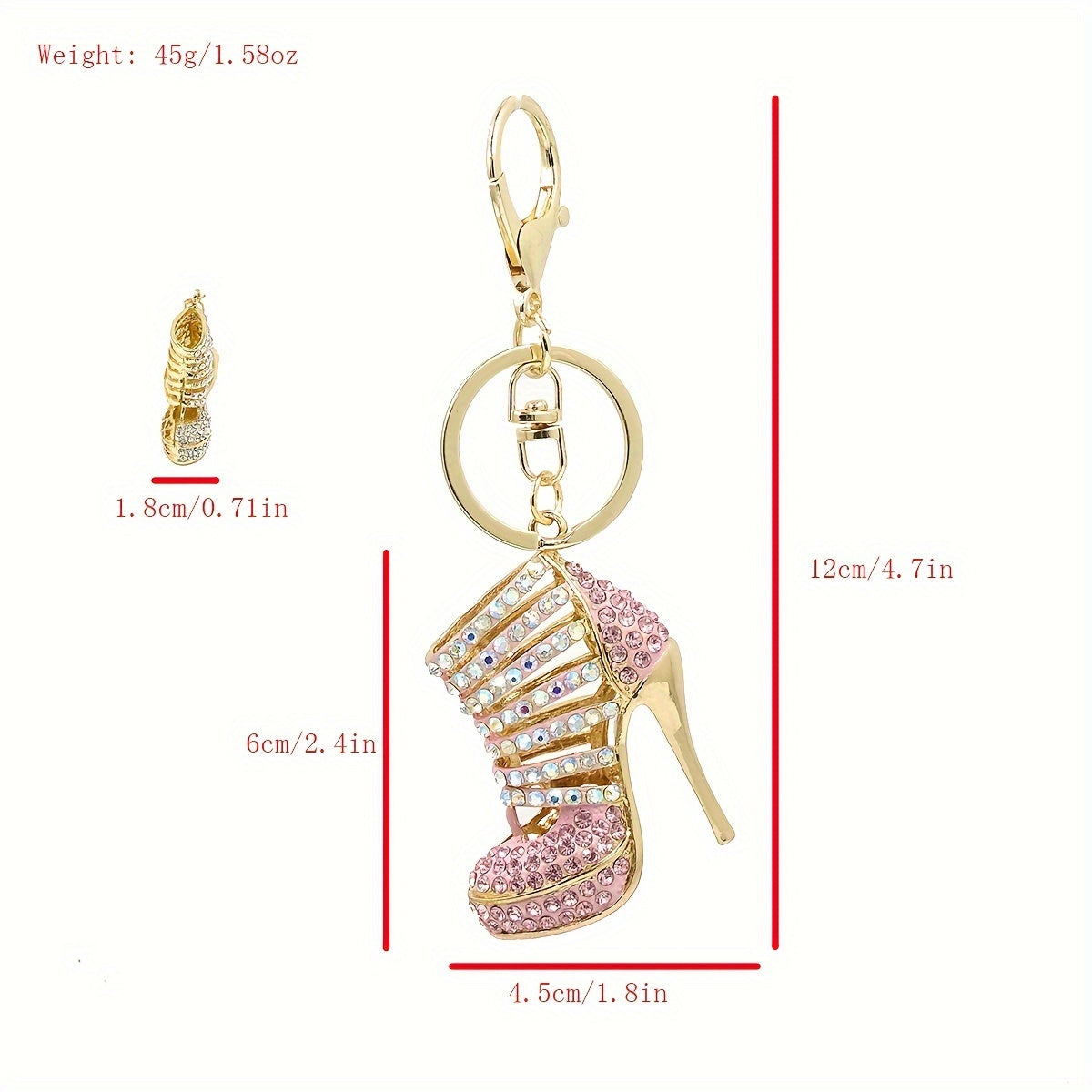 Chic Rhinestone High Heel Keychain - Alloy Metal, Lobster Clasp, Perfect for Bags & Car Decor, Ideal Valentine's Gift