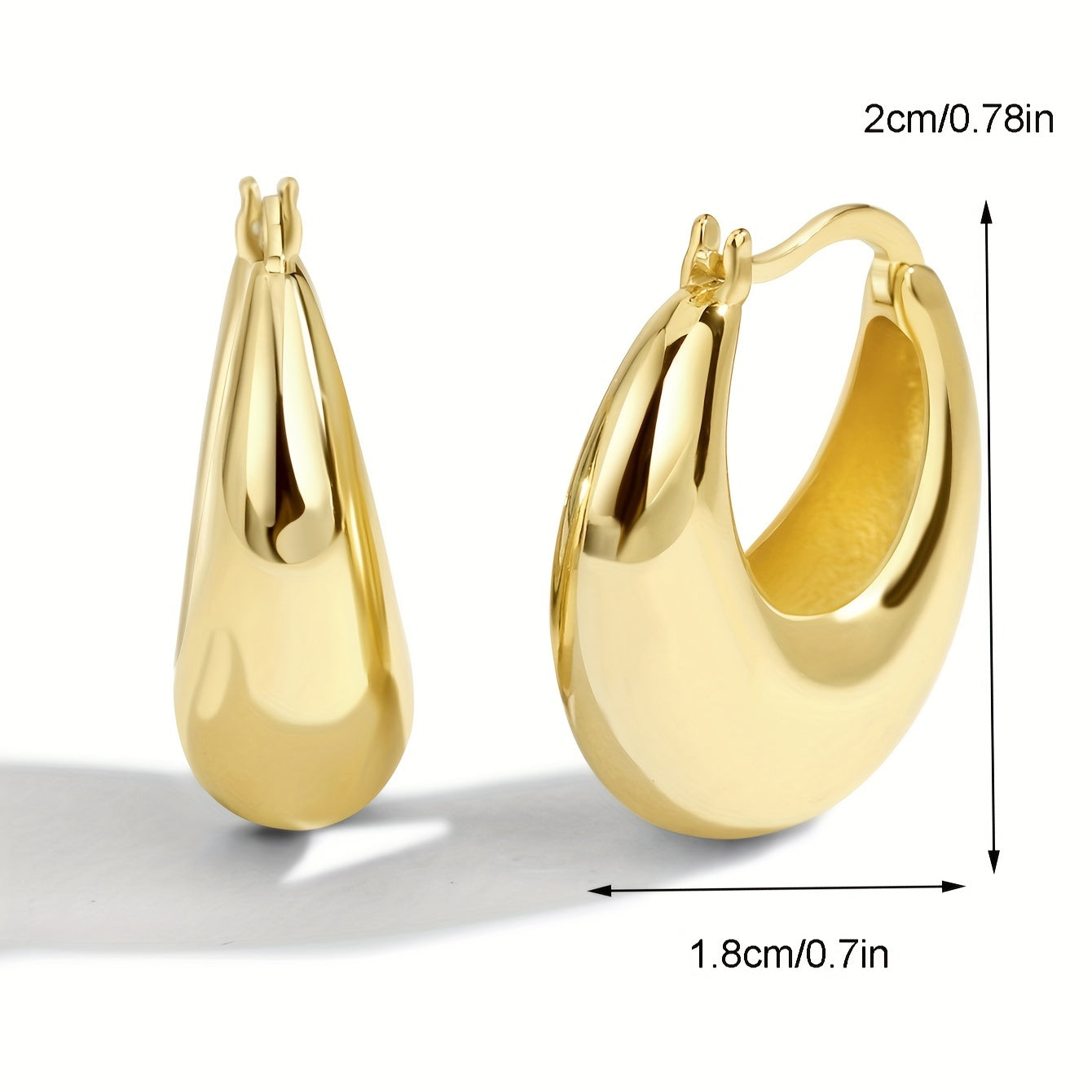 1 Pair Charm-In Elegant Hoop Earrings, 18K Golden Plated Copper,