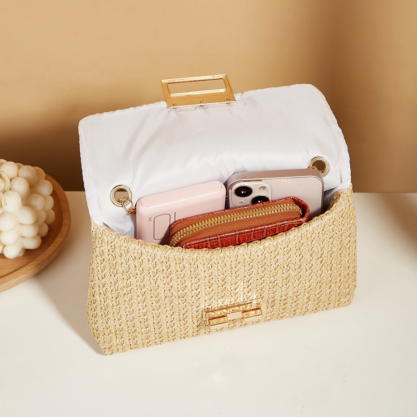 Stylish Woven Shoulder Bag - Crossbody Bags with Chain Strap