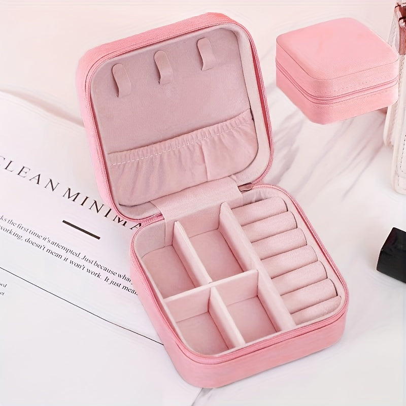 Simple Mini Portable Jewelry Box, Travel Storage Case, Multifunctional Organizer