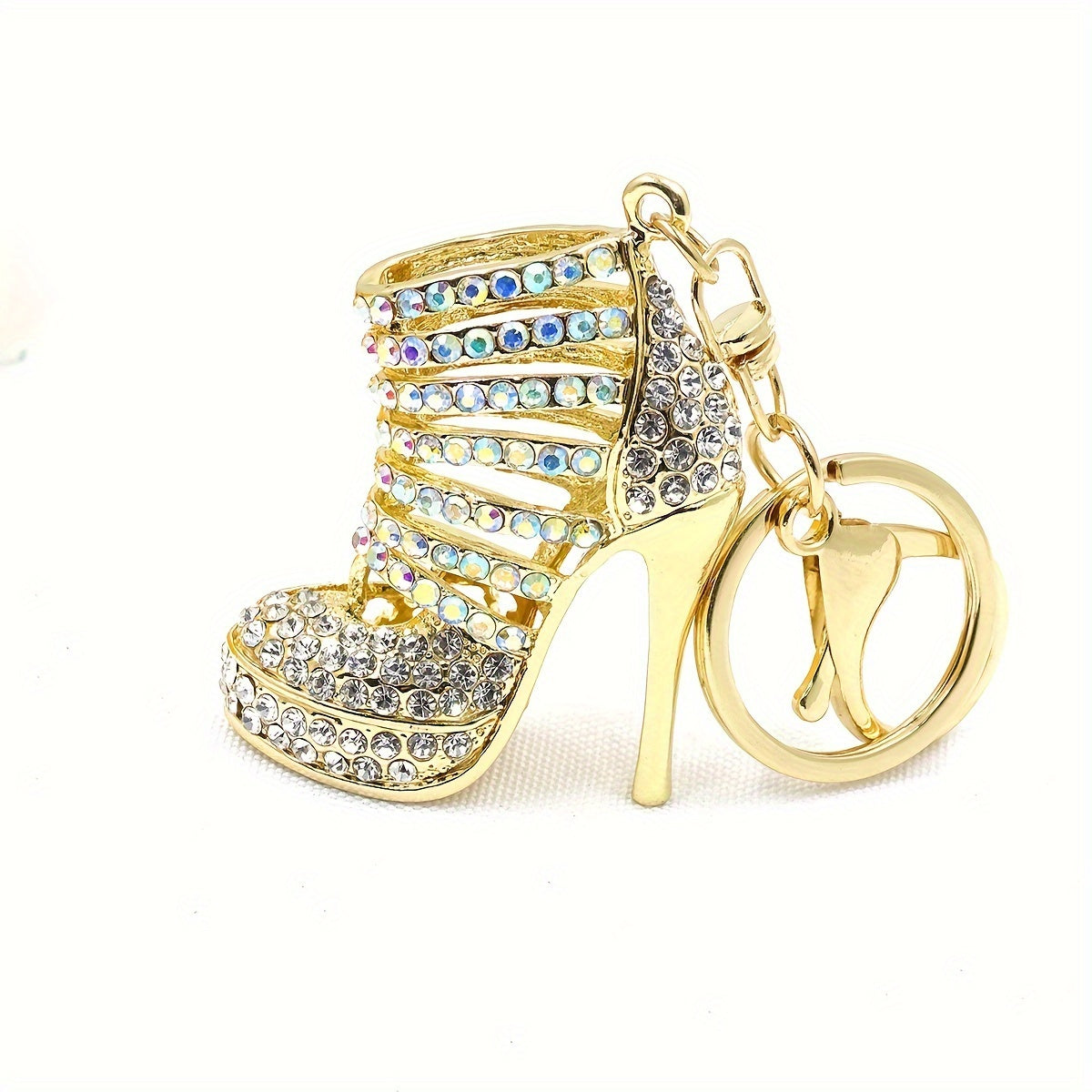 Chic Rhinestone High Heel Keychain - Alloy Metal, Lobster Clasp, Perfect for Bags & Car Decor, Ideal Valentine's Gift