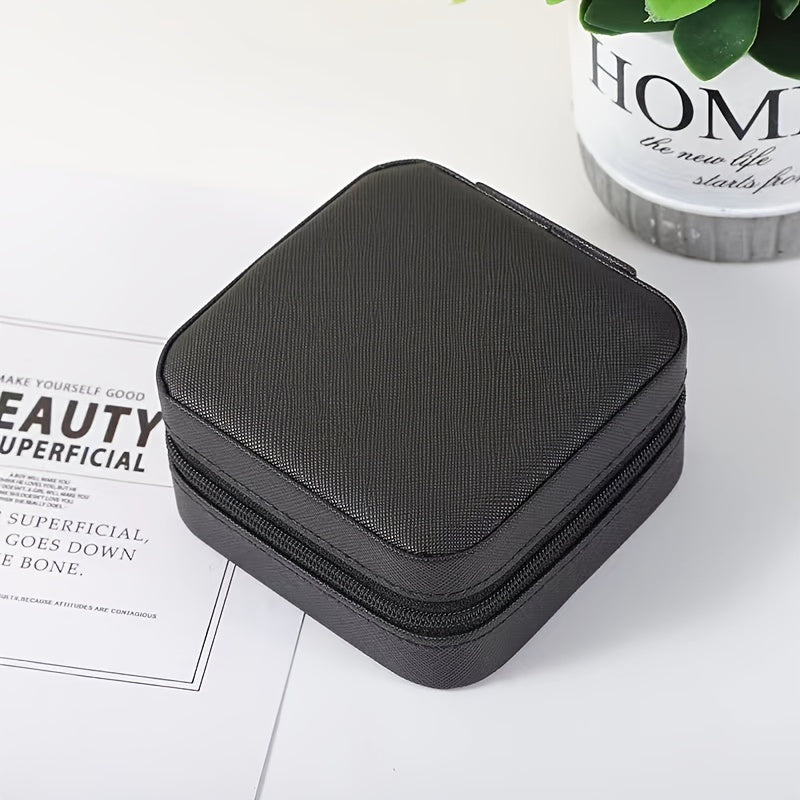 Simple Mini Portable Jewelry Box, Travel Storage Case, Multifunctional Organizer