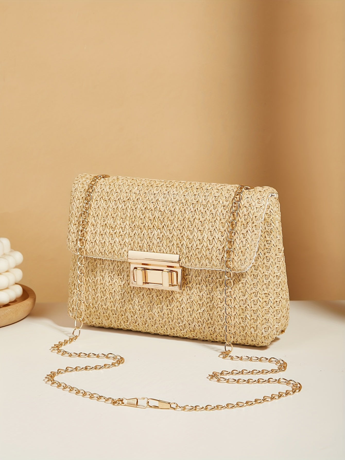 Stylish Woven Shoulder Bag - Crossbody Bags with Chain Strap