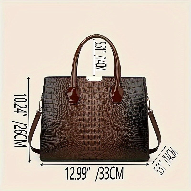 3pcs Stylish Tote Bag Set - Premium PU Leather Textured Shoulder Bags with Card Holder, Casual Versatile Commuter Bags for Women, Spacious and Durable, Perfect for Daily Use, Travel, and Work