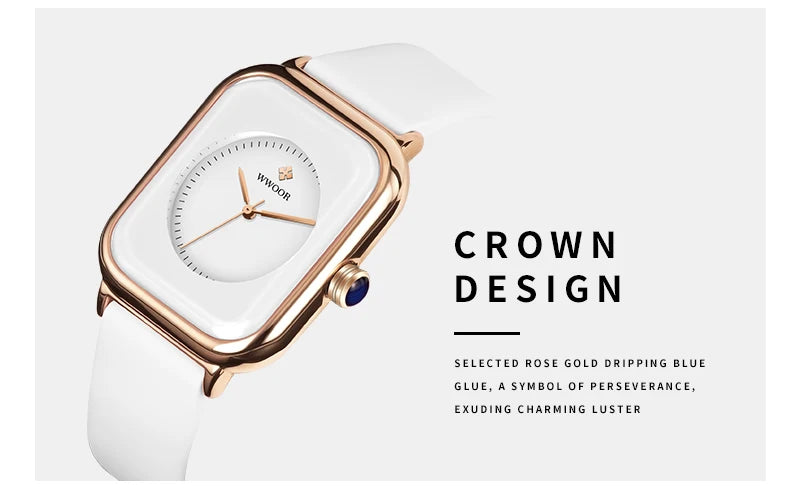WWOOR Luxury Brand Watches For Women Fashion Square Purple Ladies Quartz Wristwatch Waterproof Silicone Band Relogio Feminino