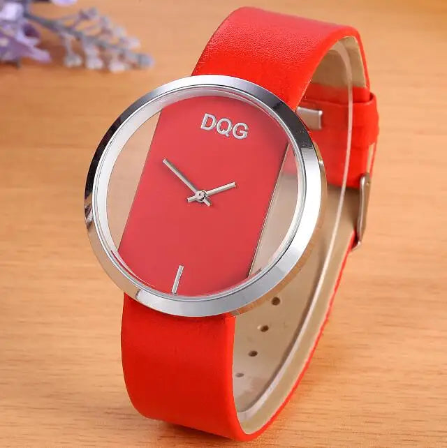New Women Watches Luxury Transparent Elegant Casual Quartz Watch Women Strap Relogios Feminino Ladies Wrist Watch Red Clock Hot