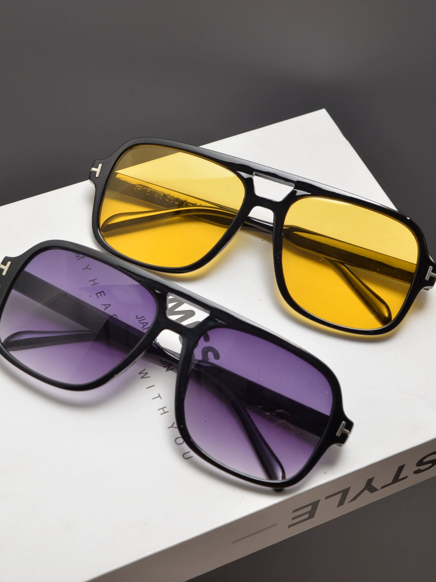 Women Trendy Personality T Letter Hip-hop Disco Sunglasses