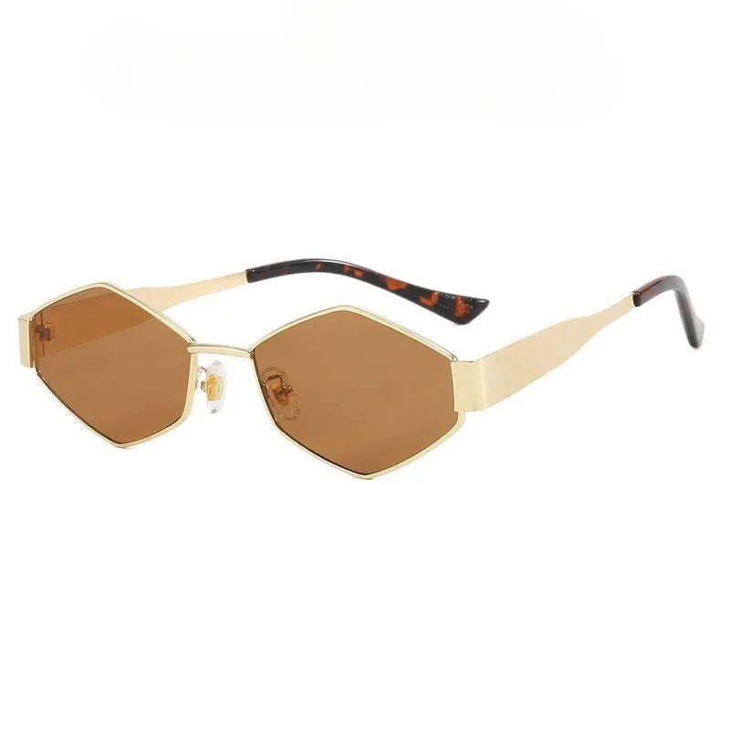 2 Pairs of Western Retro Wide Leg Cool Polygonal Street Fashion Decoration Oval Glasses with Metal Hinges
