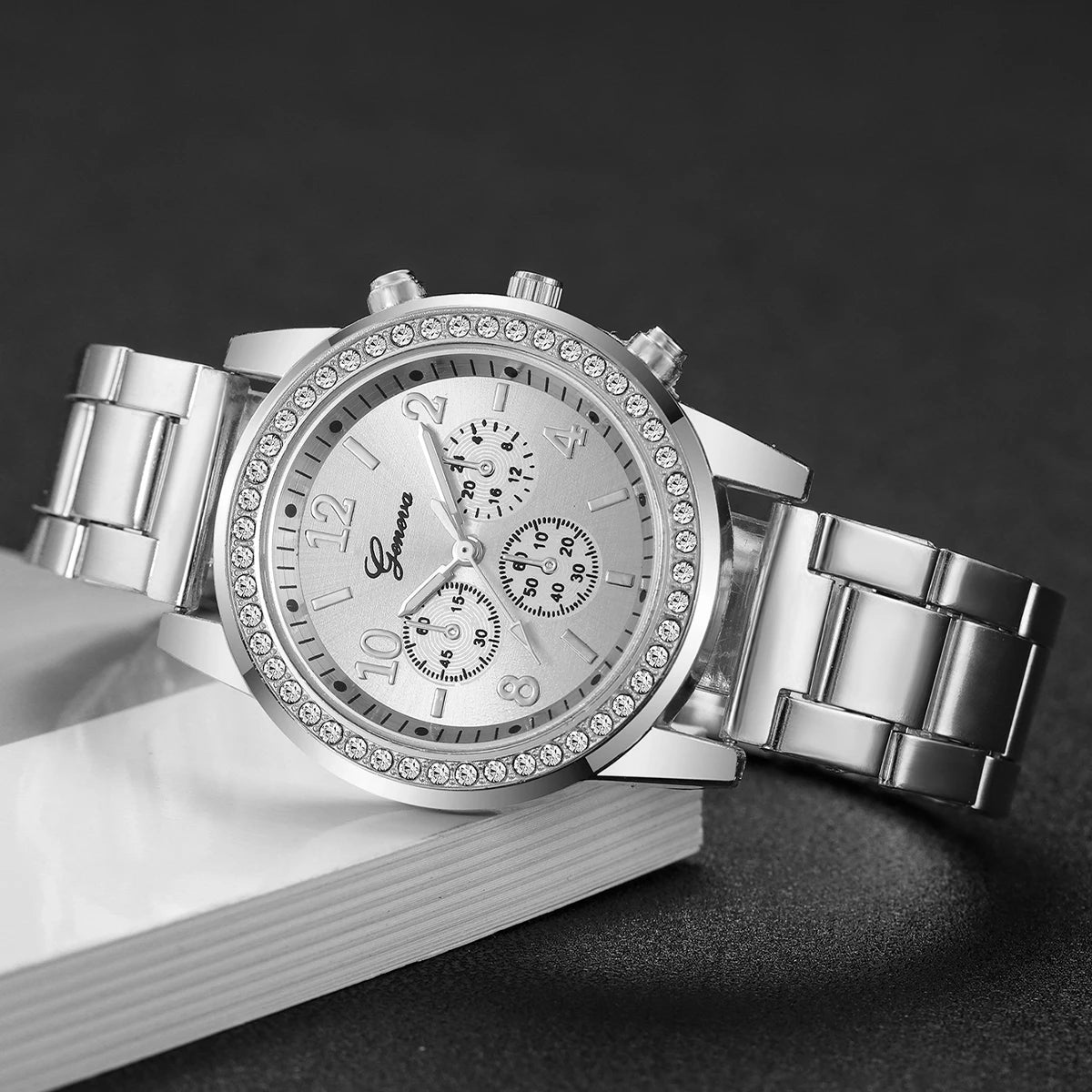 Fashion Rhinestone Women Watches Ladies Alloy Band Arabic Dial Analog Quartz Wrist Watches(Without Box)