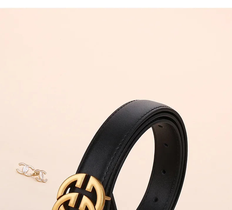 Women's Casual Denim Buckle Decorative Waistband for Students Top Quality Leather Belt Versatile Simple Style Female Accessories
