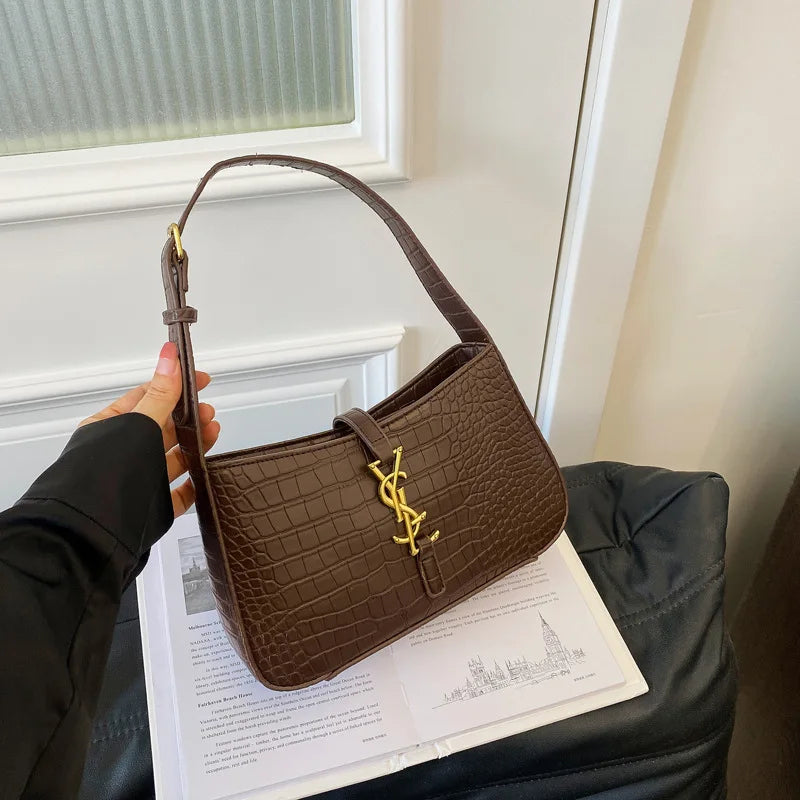 Fashion Stone Pattern Baguette Bag Is Popular This Year, Women's Fashion Trend PU Handbag Casual Shoulder Armpit Bag