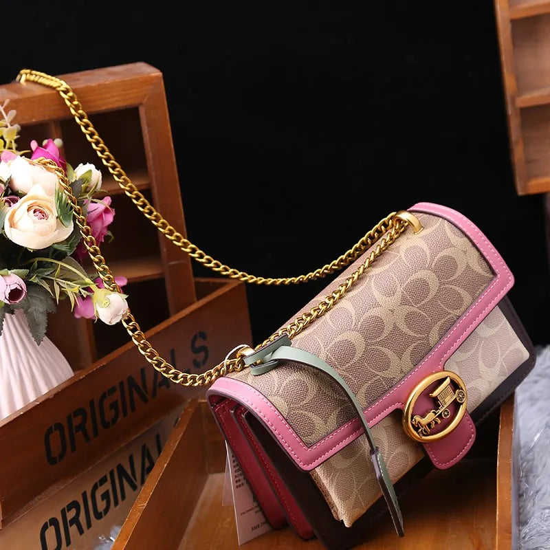 Light luxury women's bag 2025 new high-end color contrast single shoulder underarm bag designer fashionable crossbody small squa