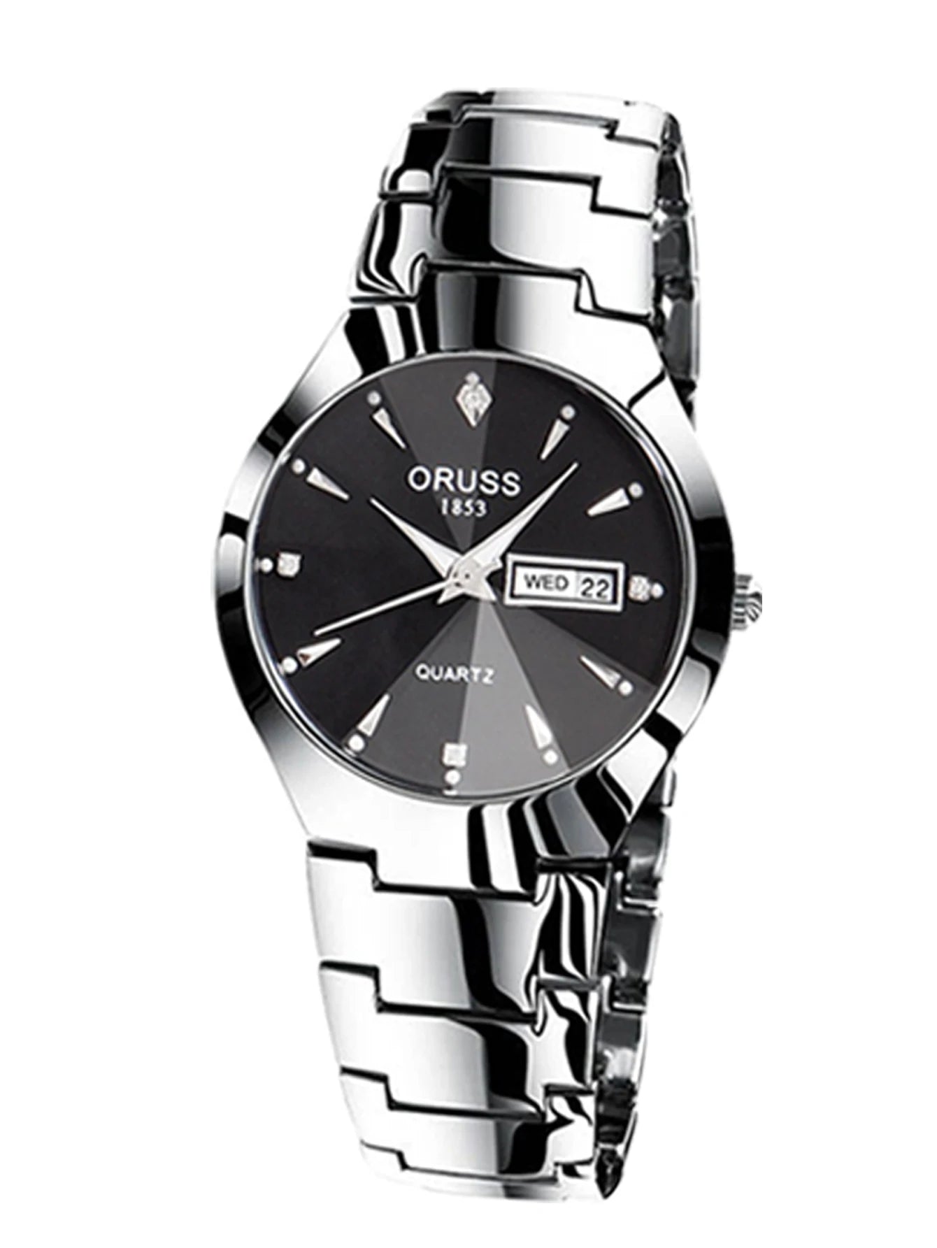 ORUSS Relogio Feminino Couple Watch Men Quartz watch for Lovers Luxury Womens wristwatch Week Display Stainless Steel Waterproof