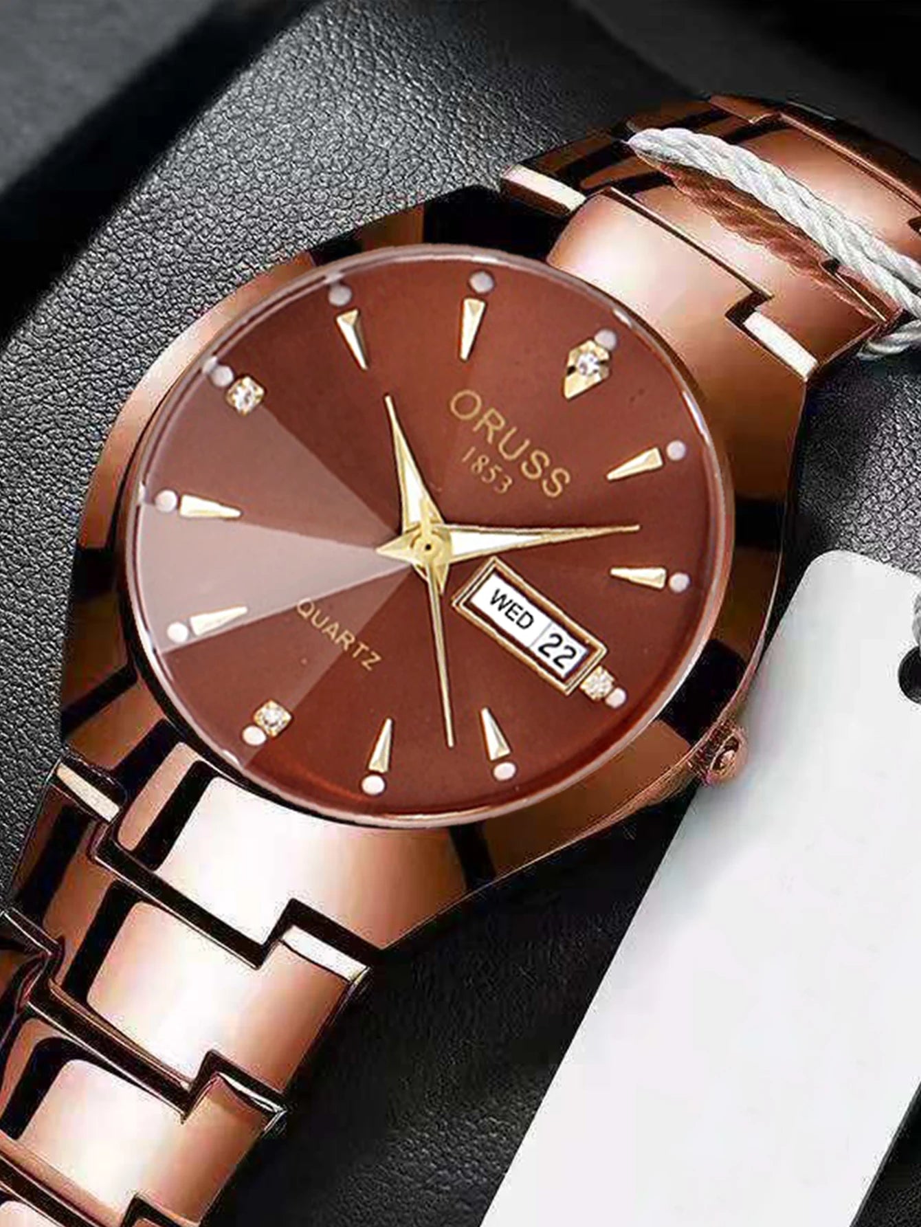ORUSS Relogio Feminino Couple Watch Men Quartz watch for Lovers Luxury Womens wristwatch Week Display Stainless Steel Waterproof