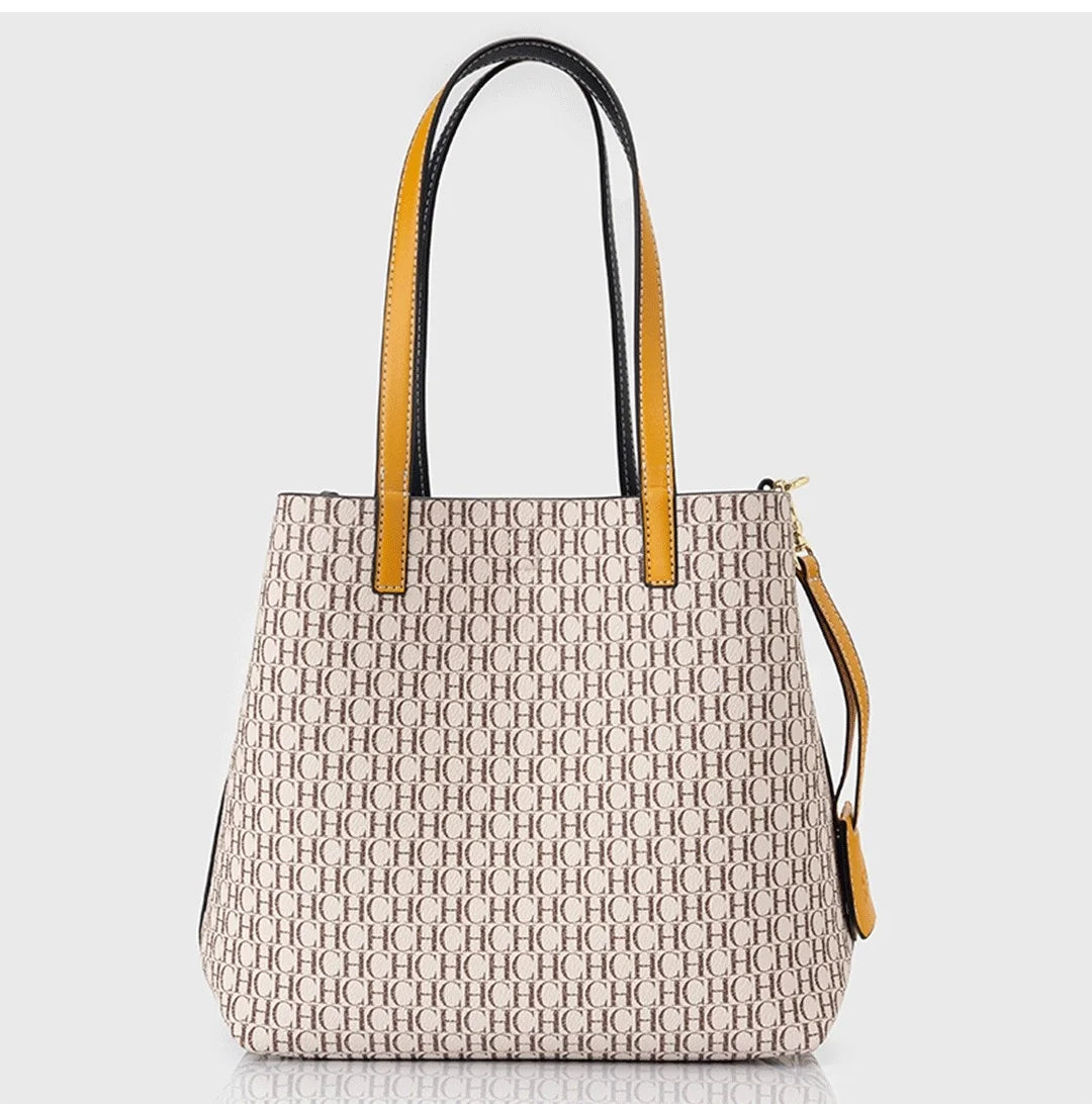 CH Premium Versatile Leather Crossbody Bag Ladies Large Capacity Daily Commuter Tote Bag Letter Print Design Ladies Fashion