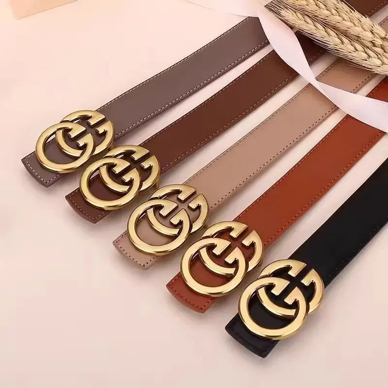 Women's Casual Denim Buckle Decorative Waistband for Students Top Quality Leather Belt Versatile Simple Style Female Accessories