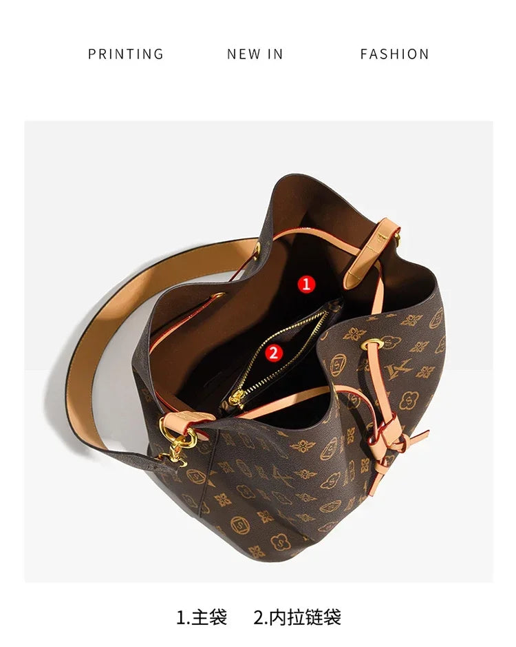 2025 New Shoulder Textured Bucket Bag Fashion Versatile Handbag Premium Women's Crossbody Bag