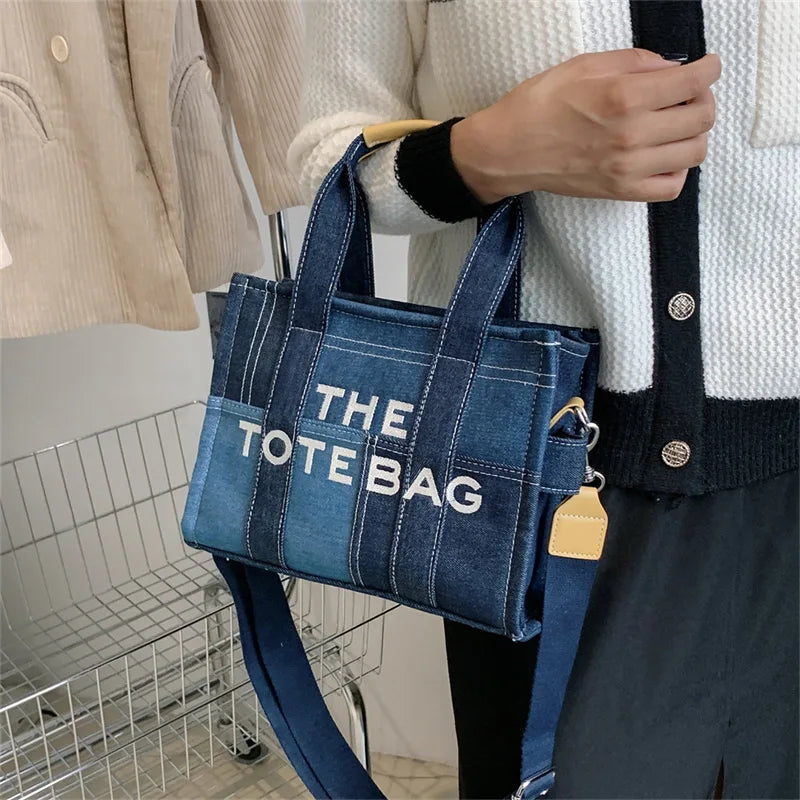 Fashion Popular Women's Tote Bag Trend Brand Denim Embroidery Crossbody Bag Classic Elegant Shoulder Bag Designer Luxury Handbag