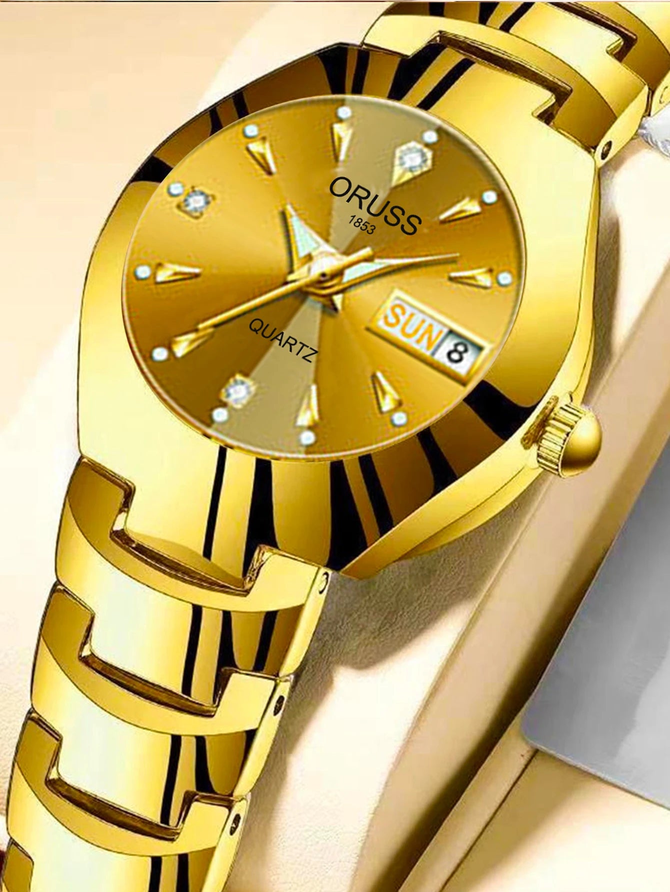 ORUSS Relogio Feminino Couple Watch Men Quartz watch for Lovers Luxury Womens wristwatch Week Display Stainless Steel Waterproof