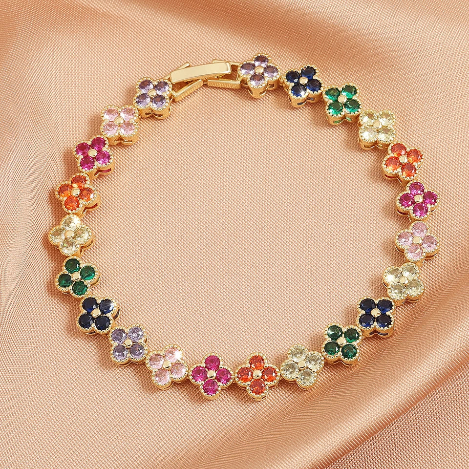 Exquisite, Cute, Sweet, Sparkling Crystal Jewelry Gift Piece, Rainbow Colored Lilac Zircon Bracelet, Fashionable Charm, Gorgeous