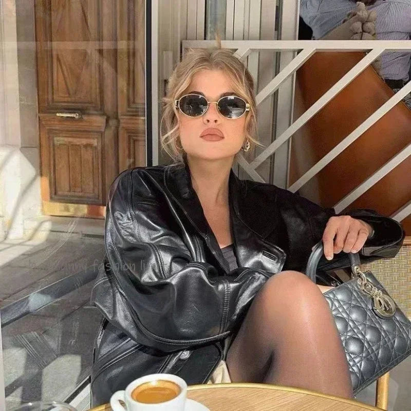 Ladies Classic Vintage New Oval Frame Metal Sunglasses Retro Steampunk Cat Eye Sunglasses UV400 Sunscreen Eyewear for Women