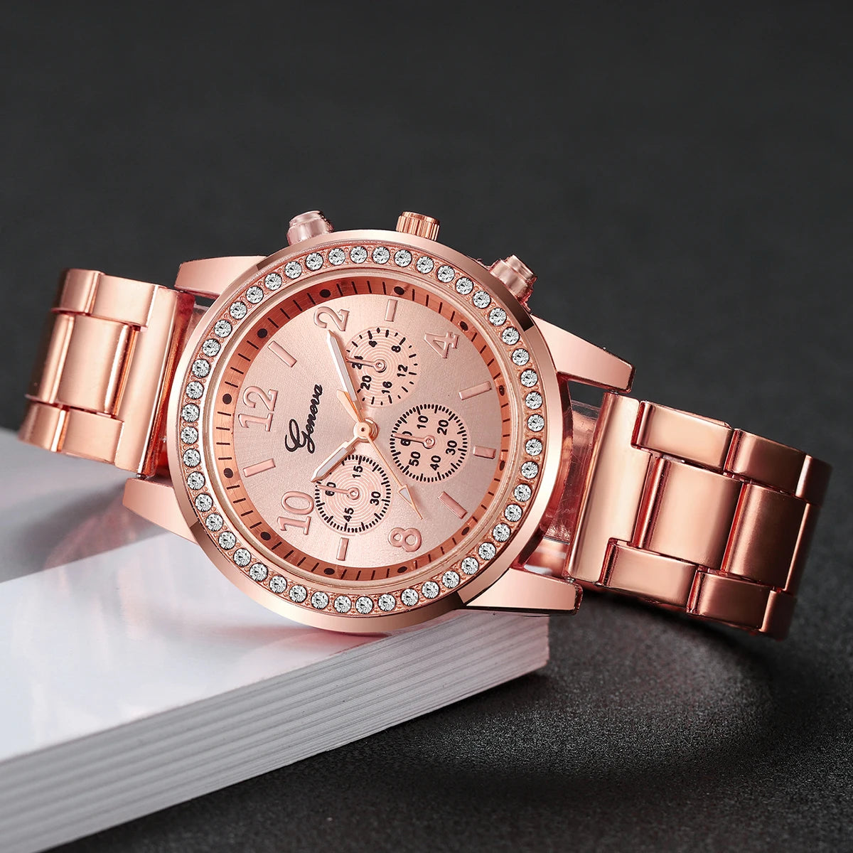 Fashion Rhinestone Women Watches Ladies Alloy Band Arabic Dial Analog Quartz Wrist Watches(Without Box)