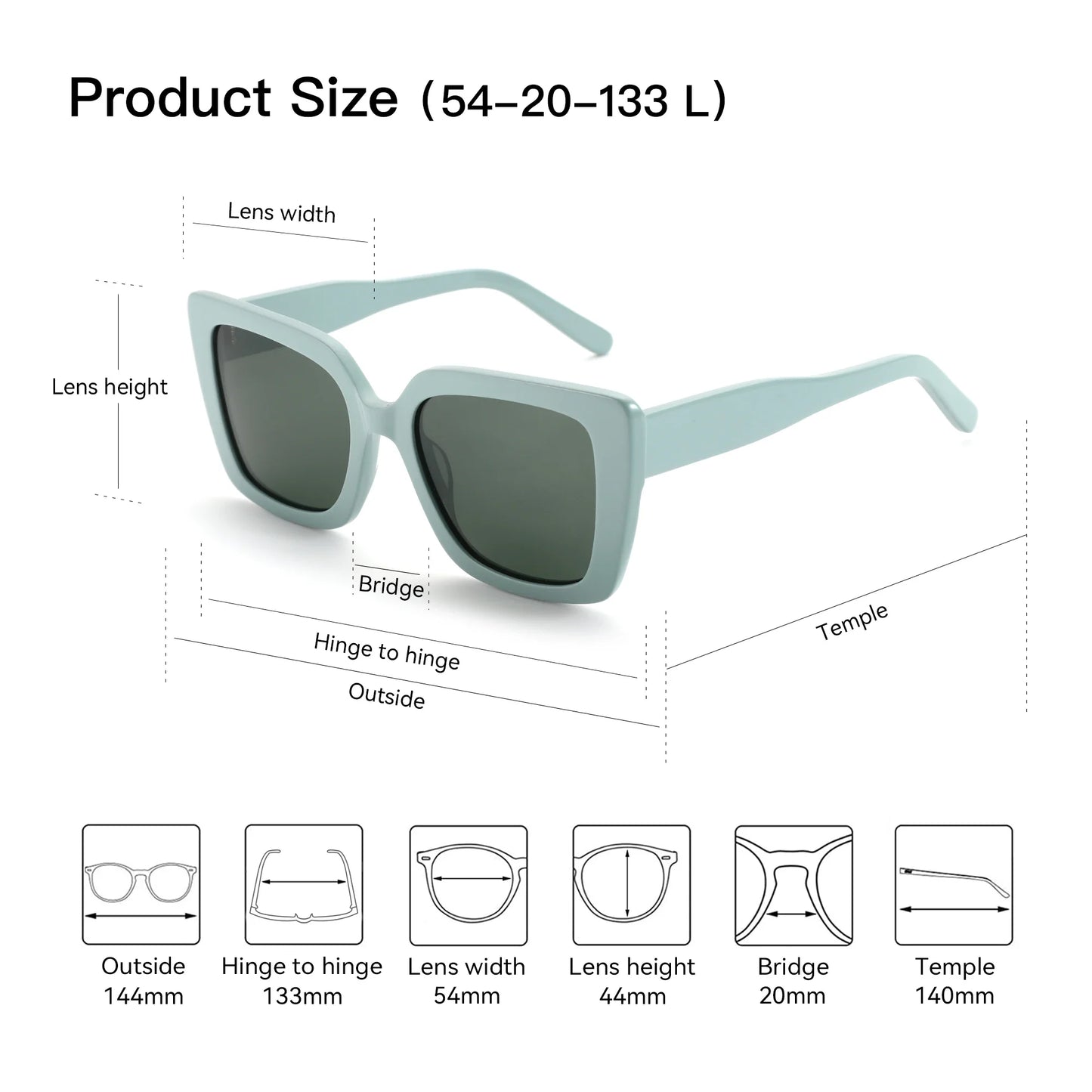 ZENOTTIC 2025 Square Polarized Sunglasses Women Thick Frame UV400 Protection Acetate Sun Glasses for Ladies Shopping Gift
