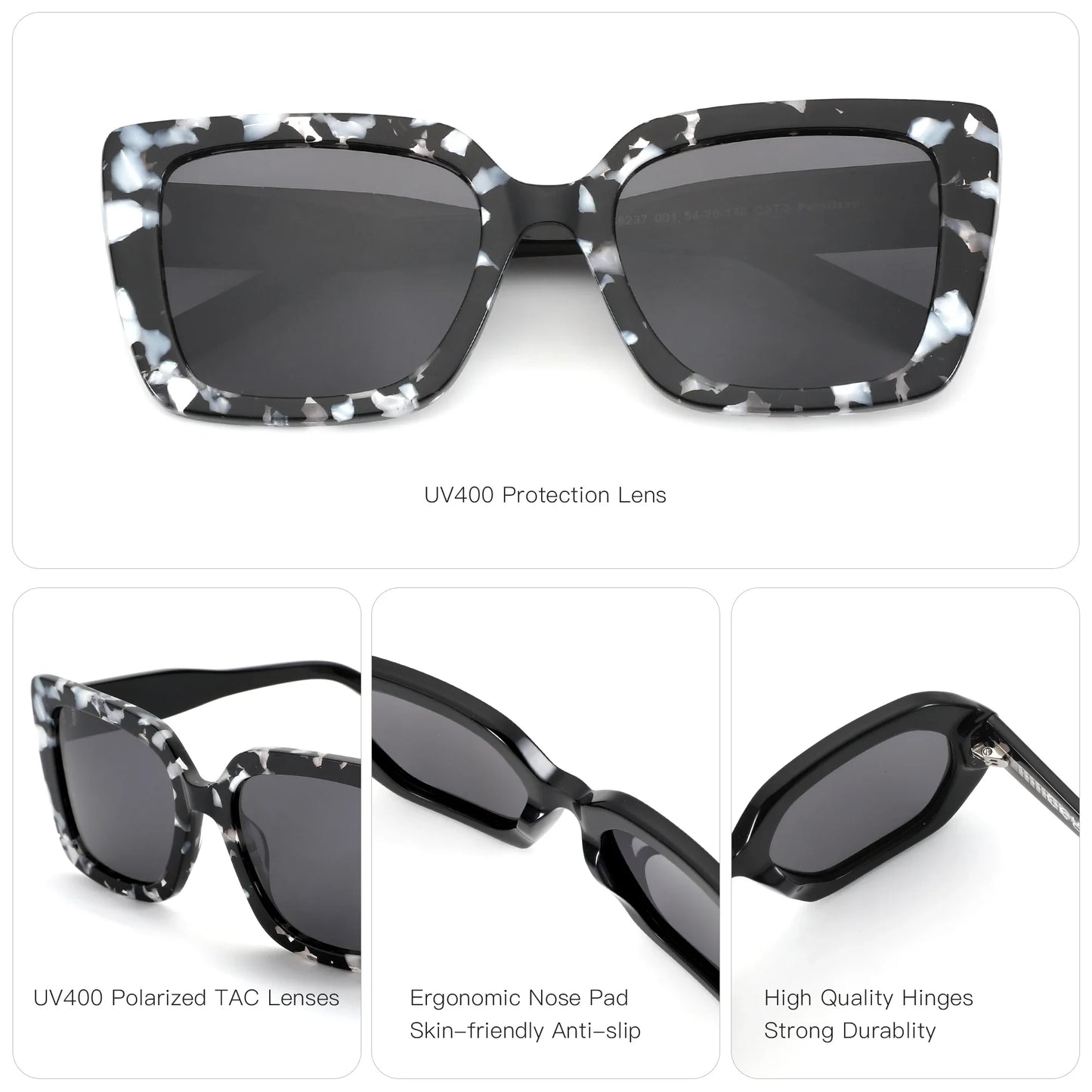 ZENOTTIC 2025 Square Polarized Sunglasses Women Thick Frame UV400 Protection Acetate Sun Glasses for Ladies Shopping Gift