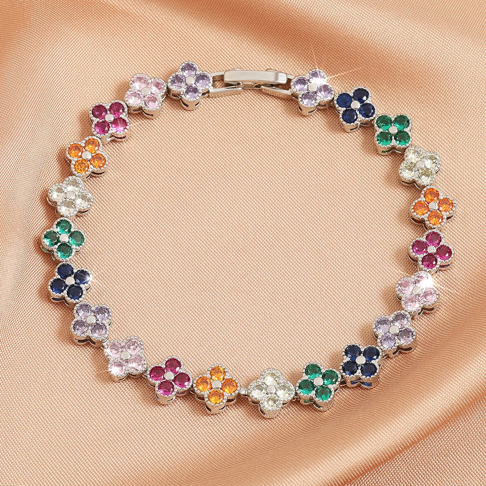 Exquisite, Cute, Sweet, Sparkling Crystal Jewelry Gift Piece, Rainbow Colored Lilac Zircon Bracelet, Fashionable Charm, Gorgeous