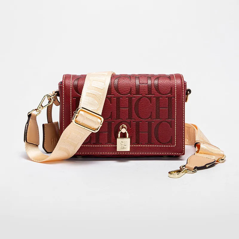 CH Fashion Design Model Metal Accessories Buckle Women's Shoulder Bag Luxury Brand 2025 Fashion Solid Colour Printed Head Bag