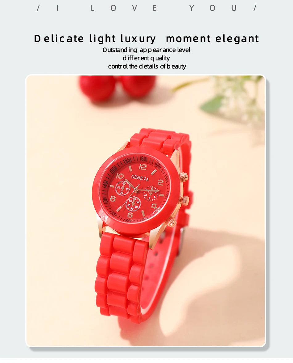 Reloj Mujer 2023 Fashion Women Watches Elegant Red Silicone Quartz Watch Luxury Ladies Clock Gift for Girls Relogio Feminino