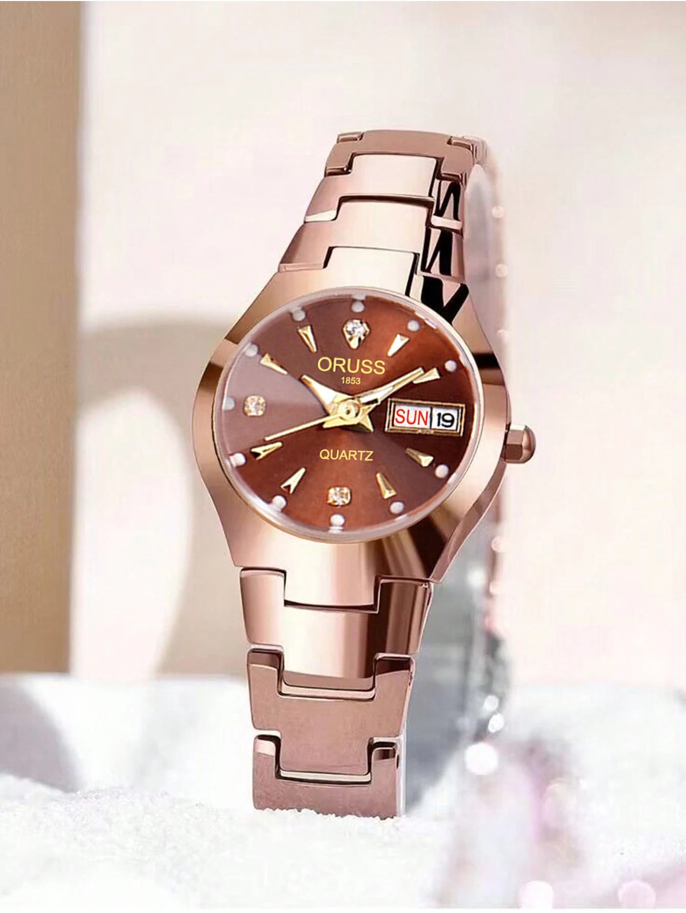 ORUSS Relogio Feminino Couple Watch Men Quartz watch for Lovers Luxury Womens wristwatch Week Display Stainless Steel Waterproof