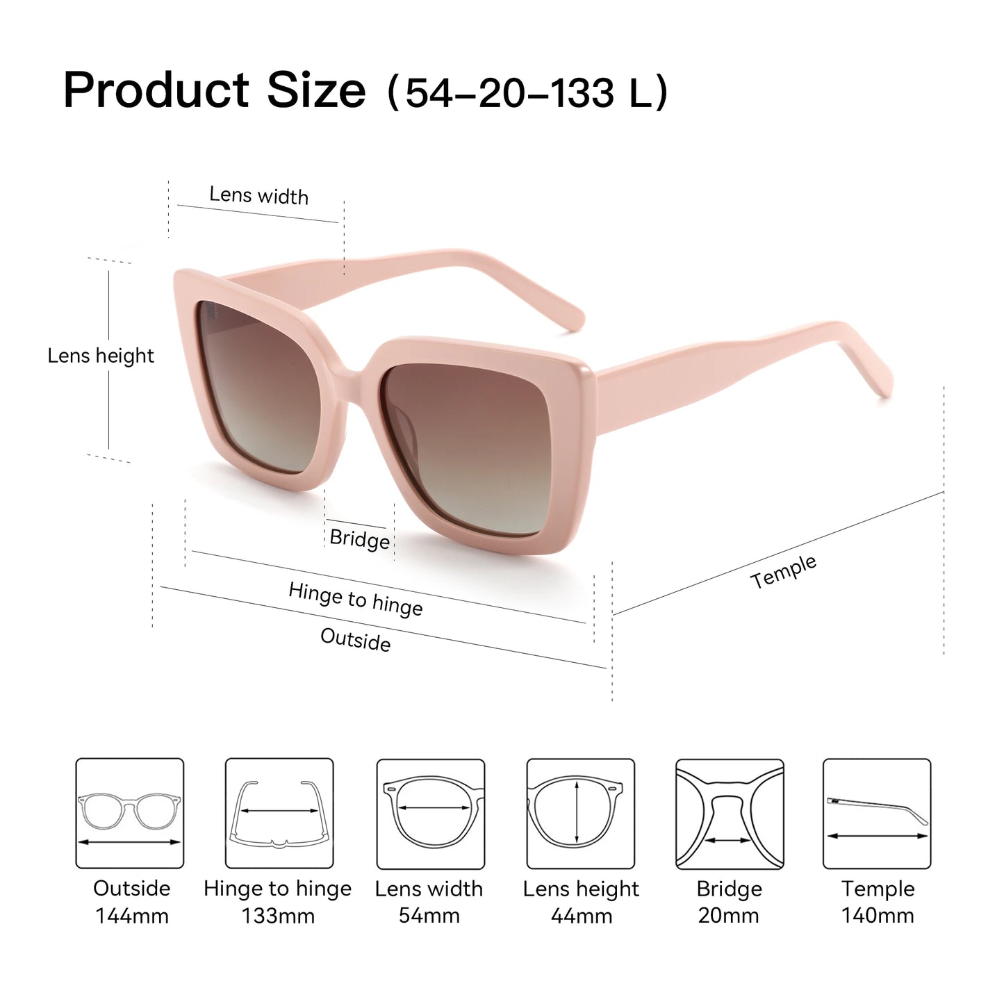 ZENOTTIC 2025 Square Polarized Sunglasses Women Thick Frame UV400 Protection Acetate Sun Glasses for Ladies Shopping Gift