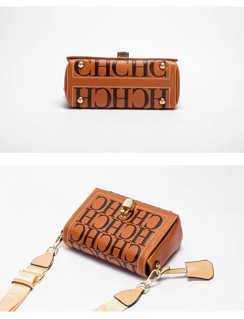 CH Fashion Design Model Metal Accessories Buckle Women's Shoulder Bag Luxury Brand 2025 Fashion Solid Colour Printed Head Bag