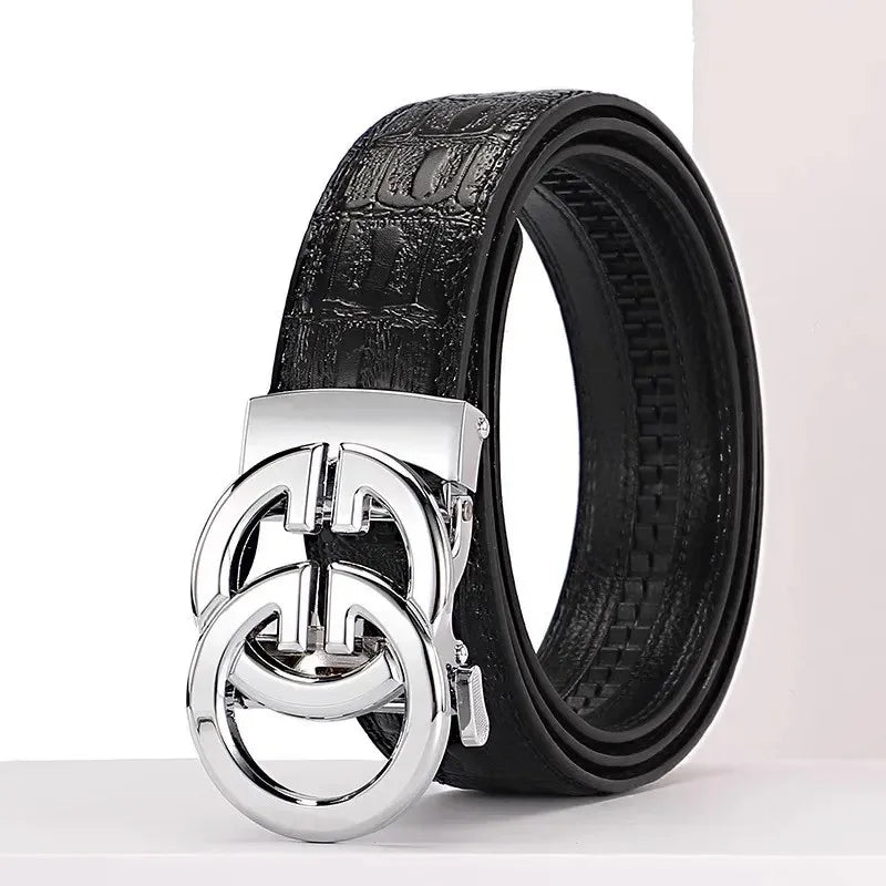 High Quality Genuine Leather Belt For Men's Luxury Automatic Metal Alloy Buckle Men's Waist Belt
