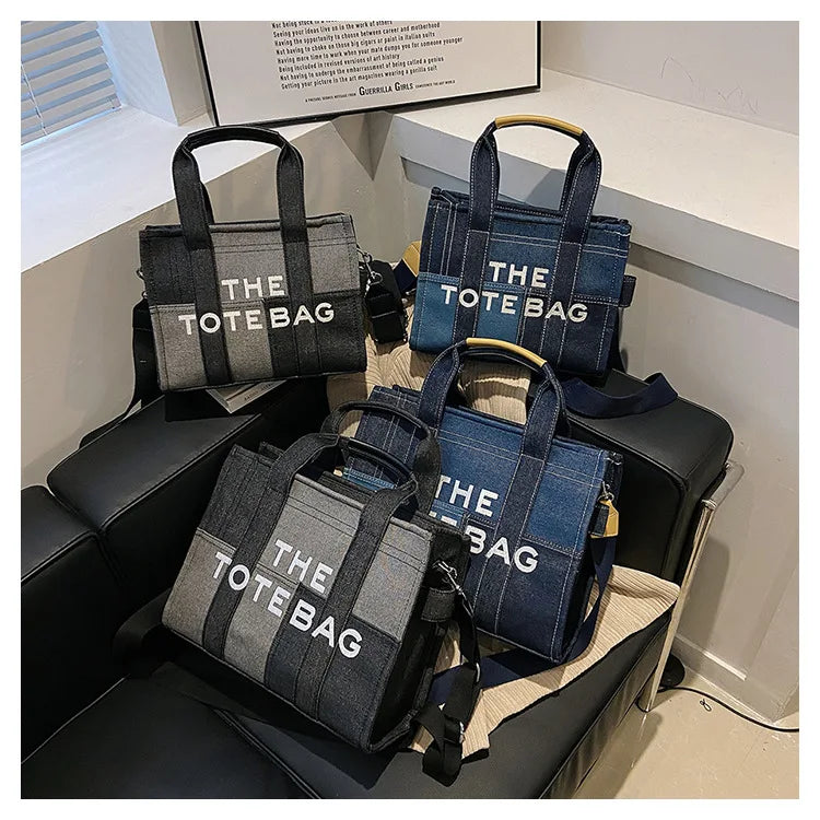 Fashion Popular Women's Tote Bag Trend Brand Denim Embroidery Crossbody Bag Classic Elegant Shoulder Bag Designer Luxury Handbag