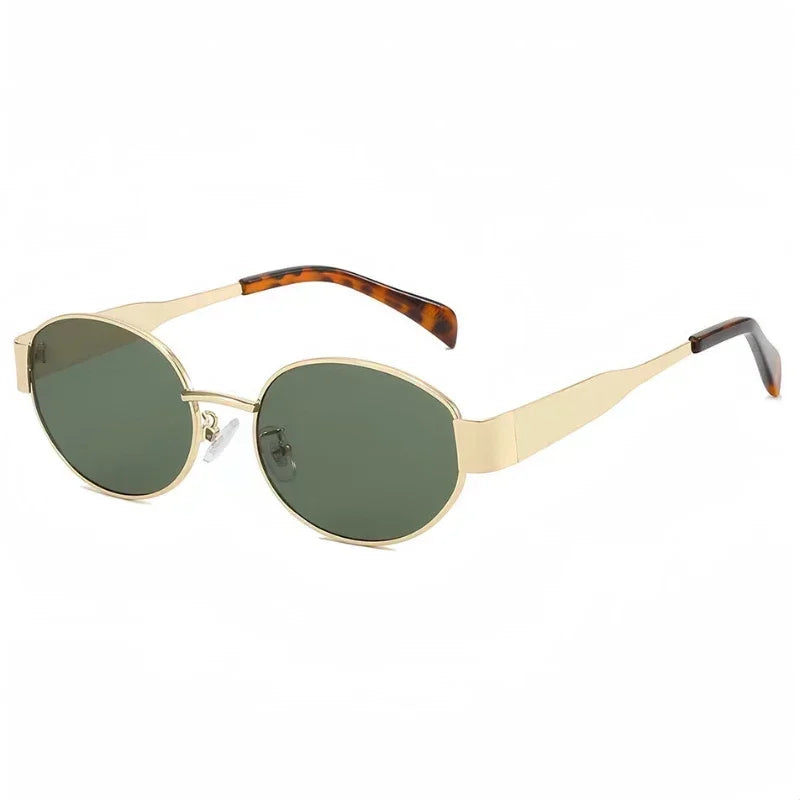 Ladies Classic Vintage New Oval Frame Metal Sunglasses Retro Steampunk Cat Eye Sunglasses UV400 Sunscreen Eyewear for Women