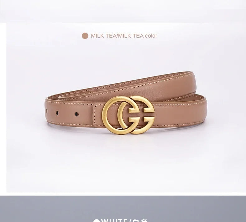 Women's Casual Denim Buckle Decorative Waistband for Students Top Quality Leather Belt Versatile Simple Style Female Accessories