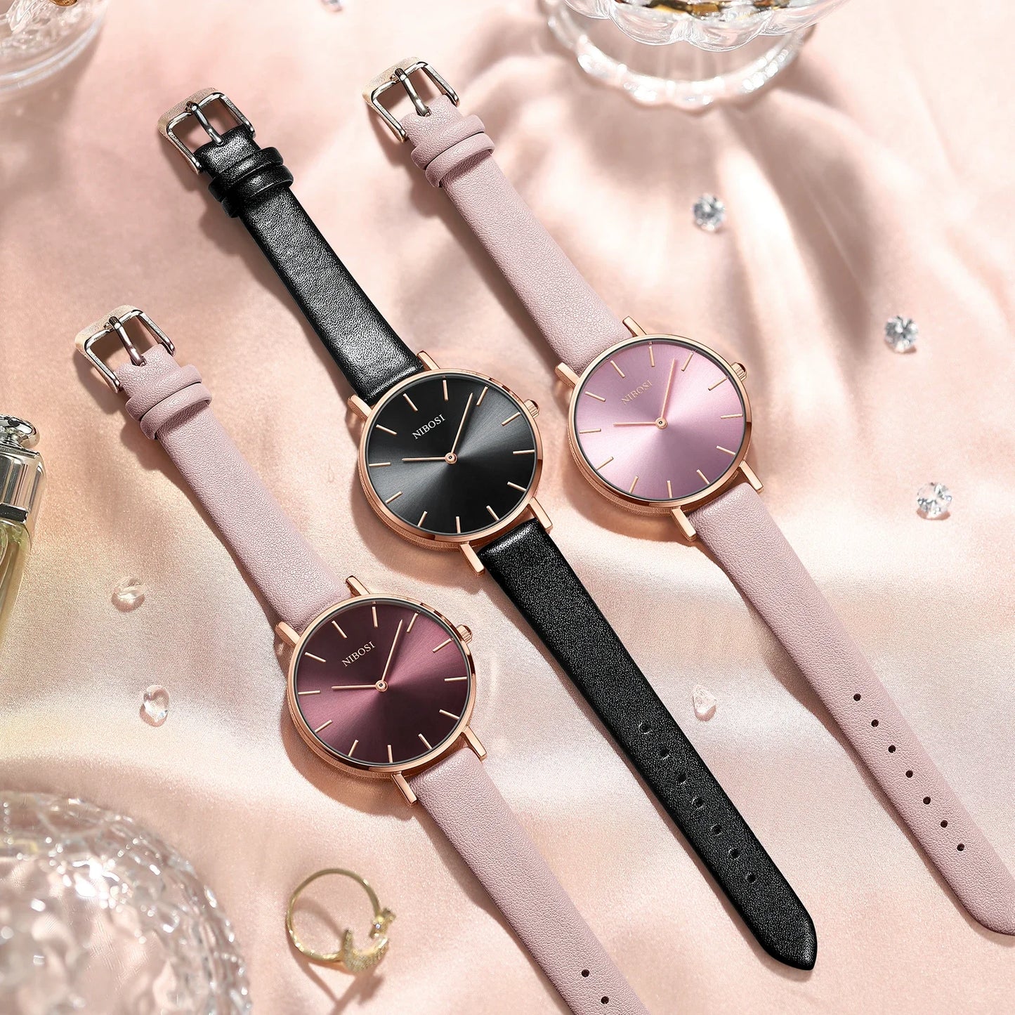 NIBOSI 2025 Watch Women Fashion Casual Leather Belt Watches Simple Ladies Round Dial Quartz Wristwatches Dress Relogio Feminino