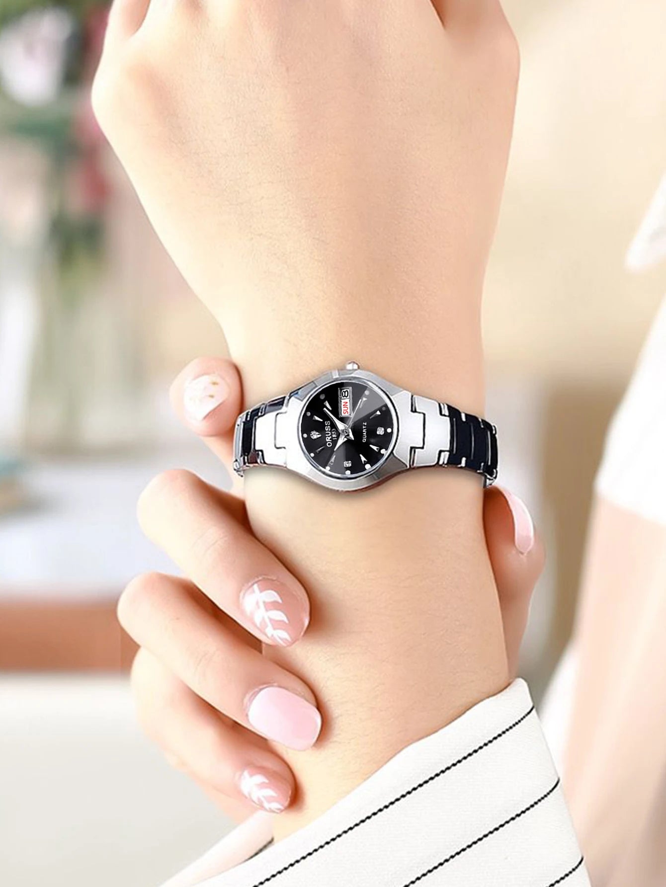 ORUSS Relogio Feminino Couple Watch Men Quartz watch for Lovers Luxury Womens wristwatch Week Display Stainless Steel Waterproof