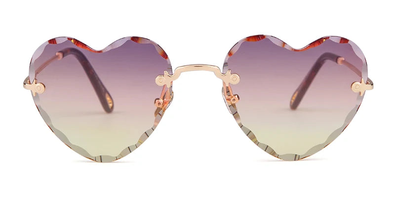 Love Heart Shaped Sunglasses Women Brand Design 2025 Rimless Cat Eye Frame 90S Sun Glasses Clear Lens Gradient Shades Gift S335