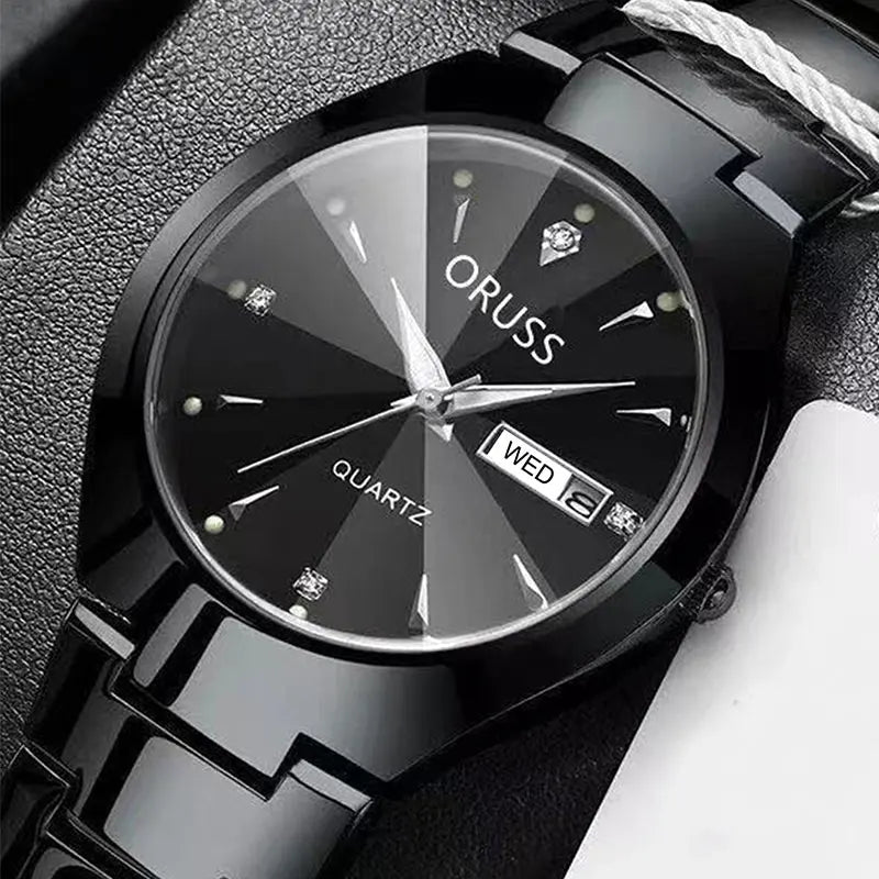 ORUSS Relogio Feminino Couple Watch Men Quartz watch for Lovers Luxury Womens wristwatch Week Display Stainless Steel Waterproof