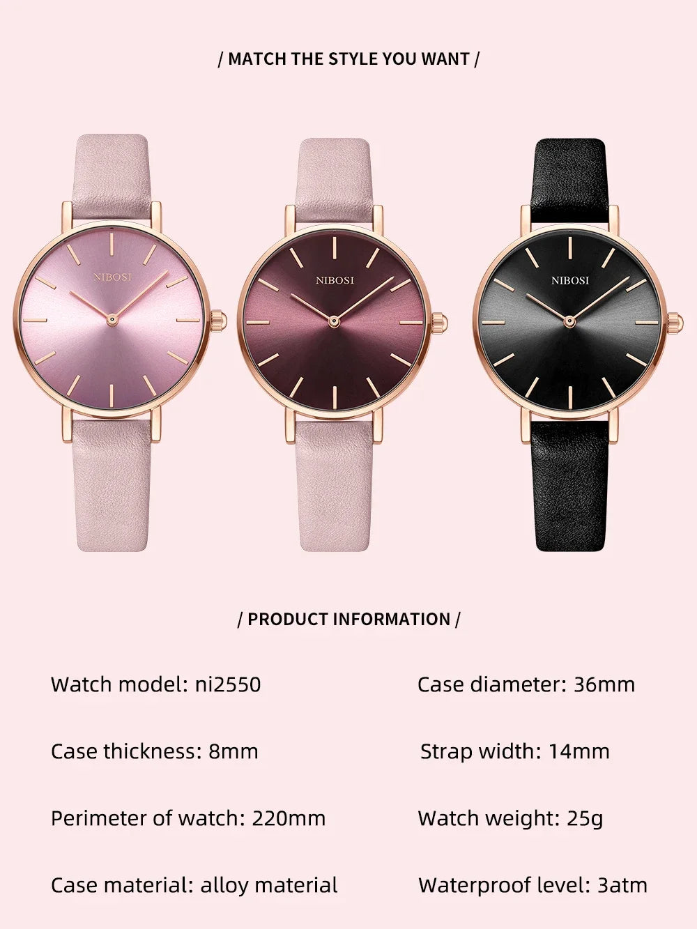 NIBOSI 2025 Watch Women Fashion Casual Leather Belt Watches Simple Ladies Round Dial Quartz Wristwatches Dress Relogio Feminino