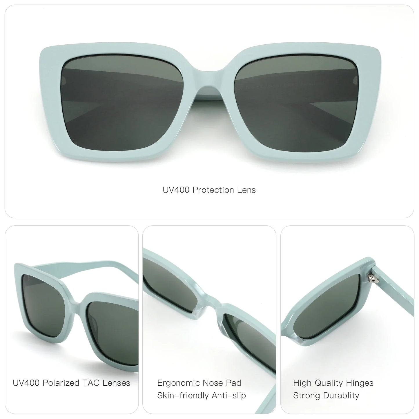 ZENOTTIC 2025 Square Polarized Sunglasses Women Thick Frame UV400 Protection Acetate Sun Glasses for Ladies Shopping Gift
