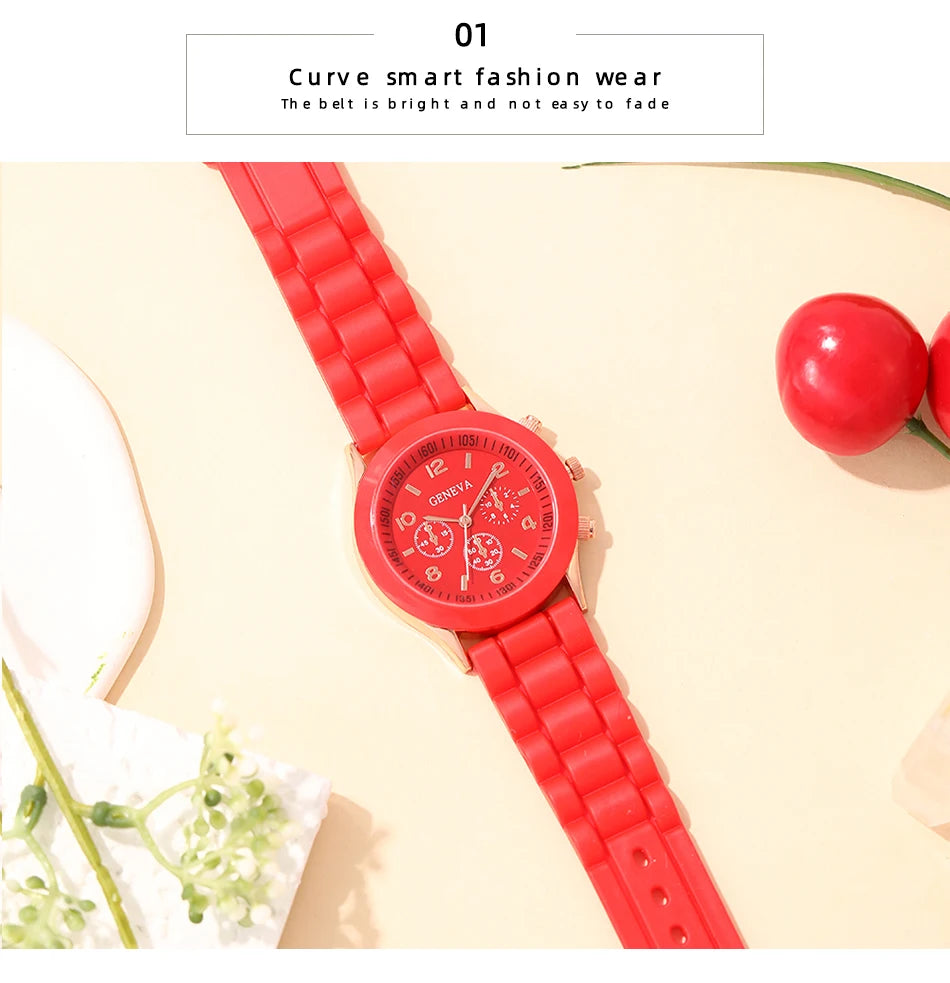 Reloj Mujer 2023 Fashion Women Watches Elegant Red Silicone Quartz Watch Luxury Ladies Clock Gift for Girls Relogio Feminino