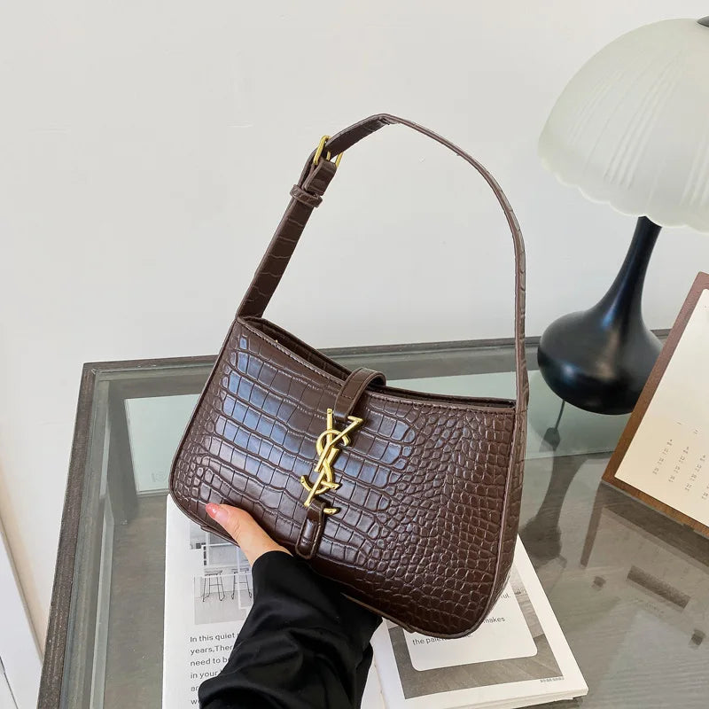 Fashion Stone Pattern Baguette Bag Is Popular This Year, Women's Fashion Trend PU Handbag Casual Shoulder Armpit Bag