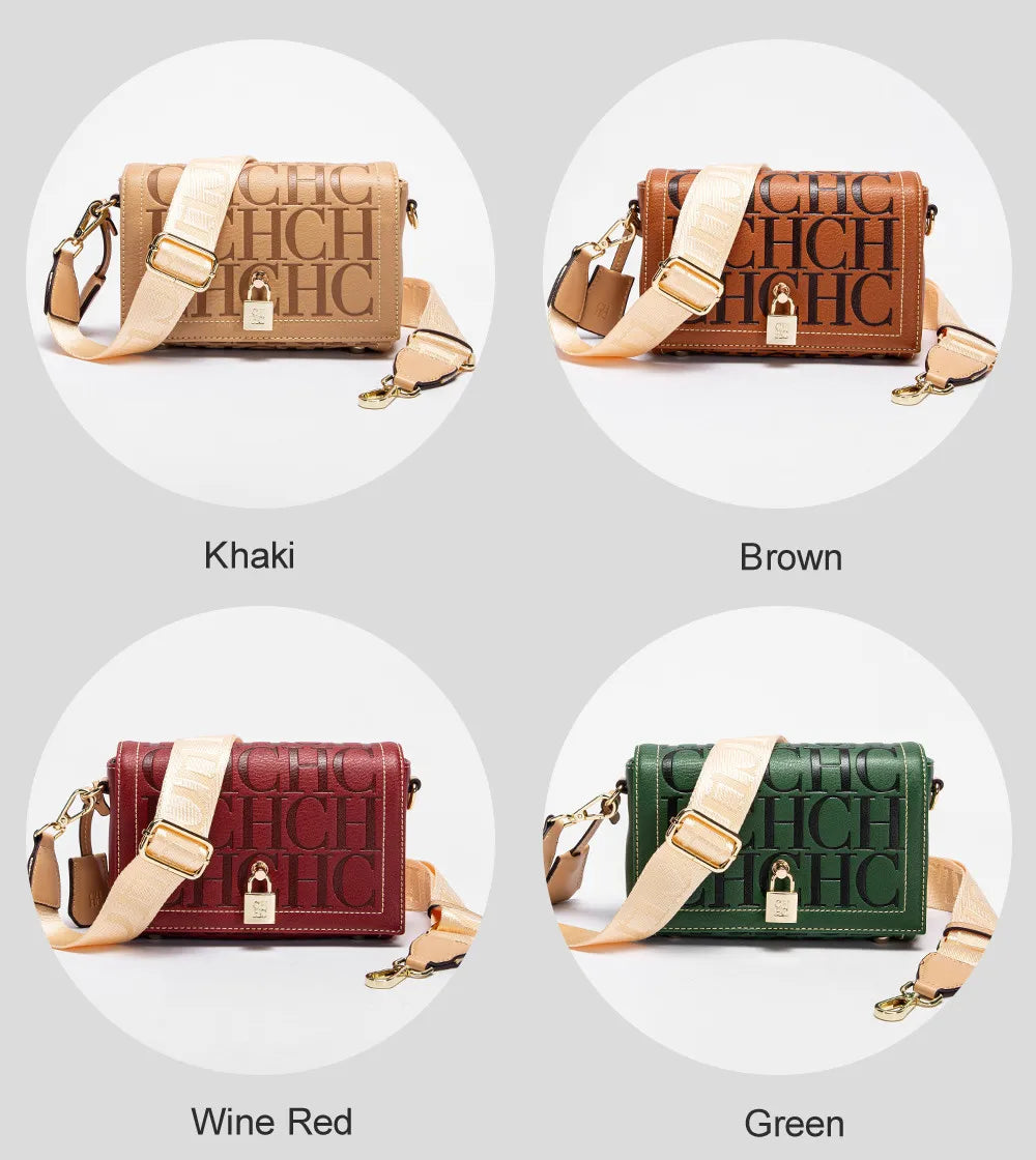 CH Fashion Design Model Metal Accessories Buckle Women's Shoulder Bag Luxury Brand 2025 Fashion Solid Colour Printed Head Bag